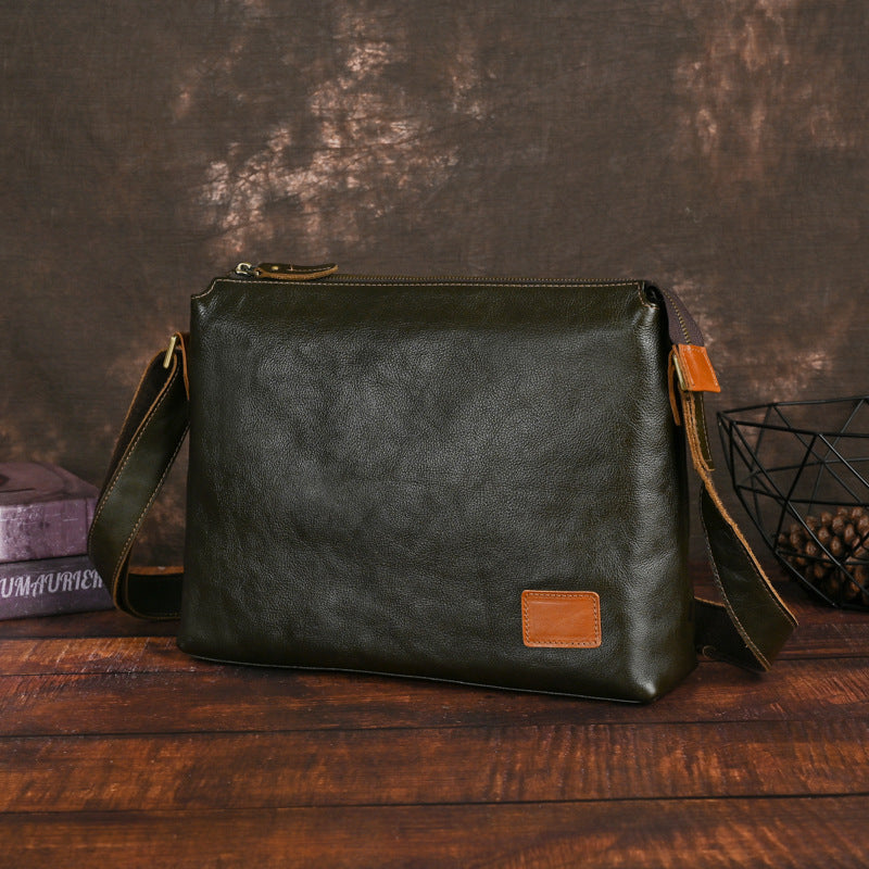 Mens Large-Capacity Leather Shoulder Bag