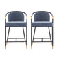 26" H Upholstered Counter Stool with Metal Frame (Set of 2) - Navy
