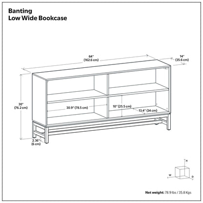 Banting - Low Wide Bookcase - Walnut Brown