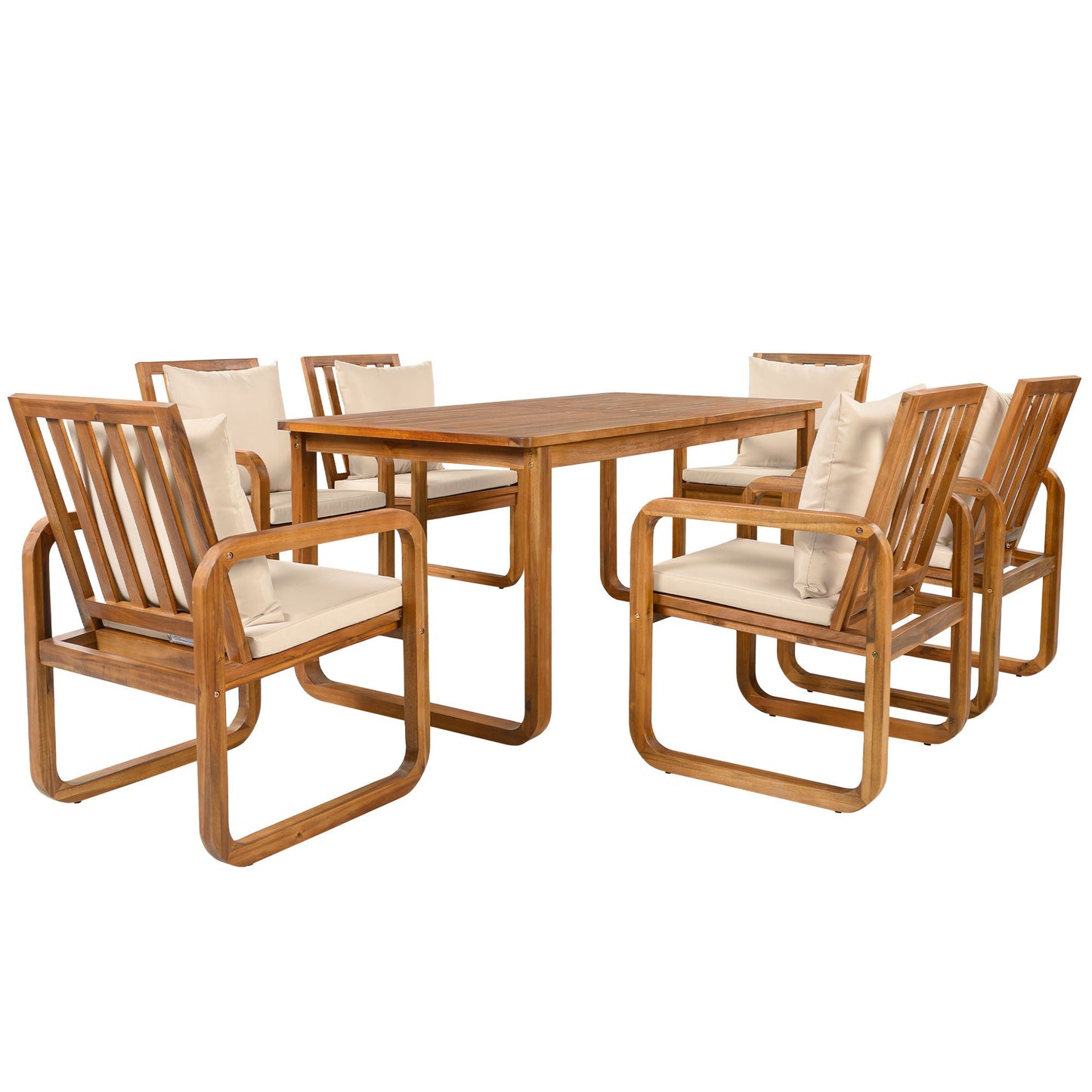 7 Piece Outdoor Patio Dining Set With Removable Cushions