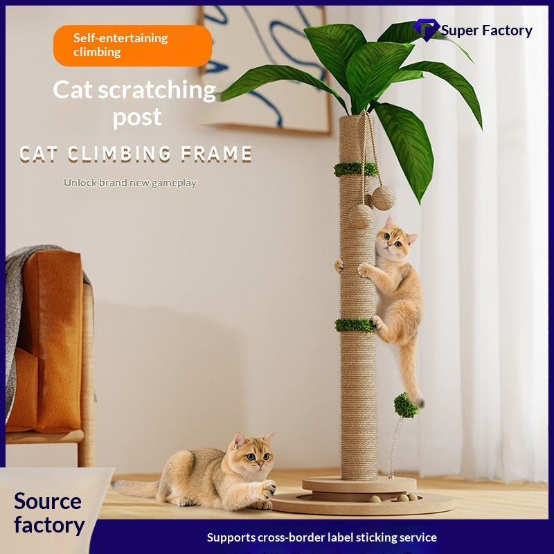 Cat Climbing Frame With Solid Wood Scratching Board, Durable Scratch-Resistant Cat Teaser Stick, Not Easy To Shed Debris, Cat Toy, Pet Supplies, Cross-Border Hot Seller