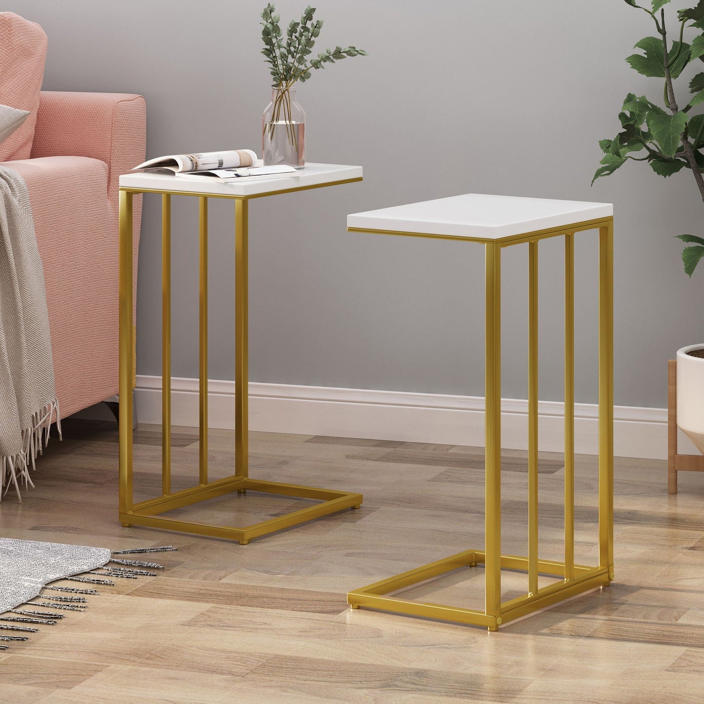 Modern Glam C-Shape End Table