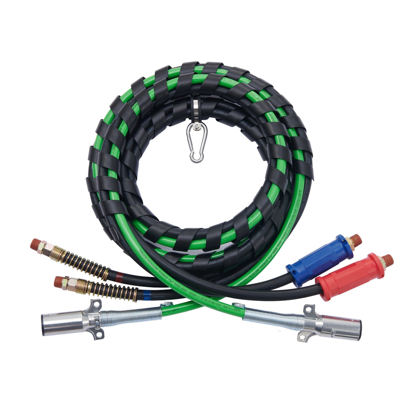 12FT Semi Truck Air Lines Kit with Glad Hands and 7-Way ABS Power Line
