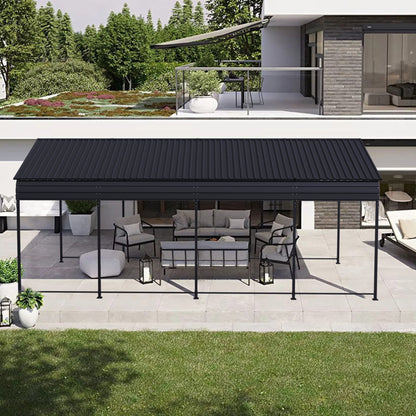 Heavy Duty Carport With Galvanized Roof And Enhanced Base - Anthracite