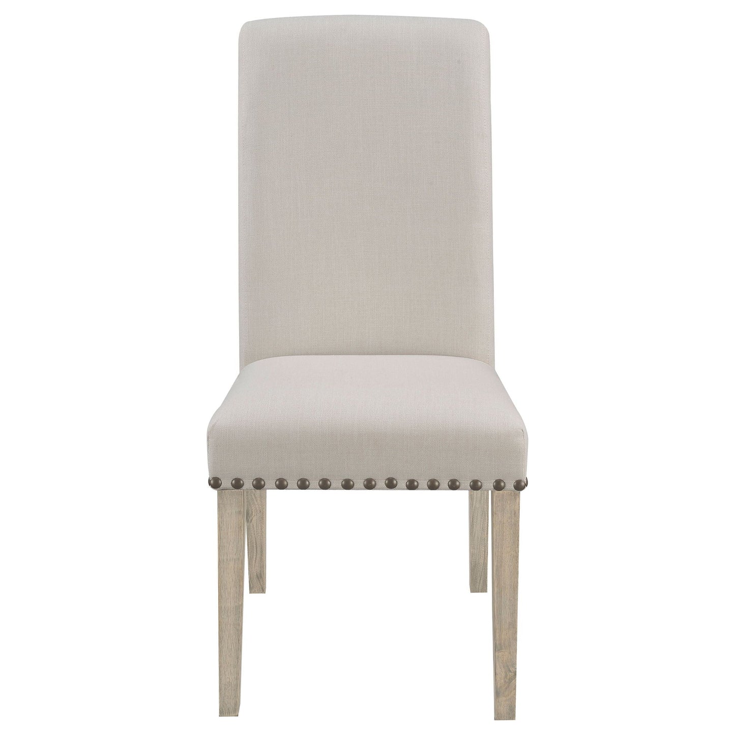 Upholstered Dining Chair With Rolled Edge Seat Back (Set of 2) - Beige