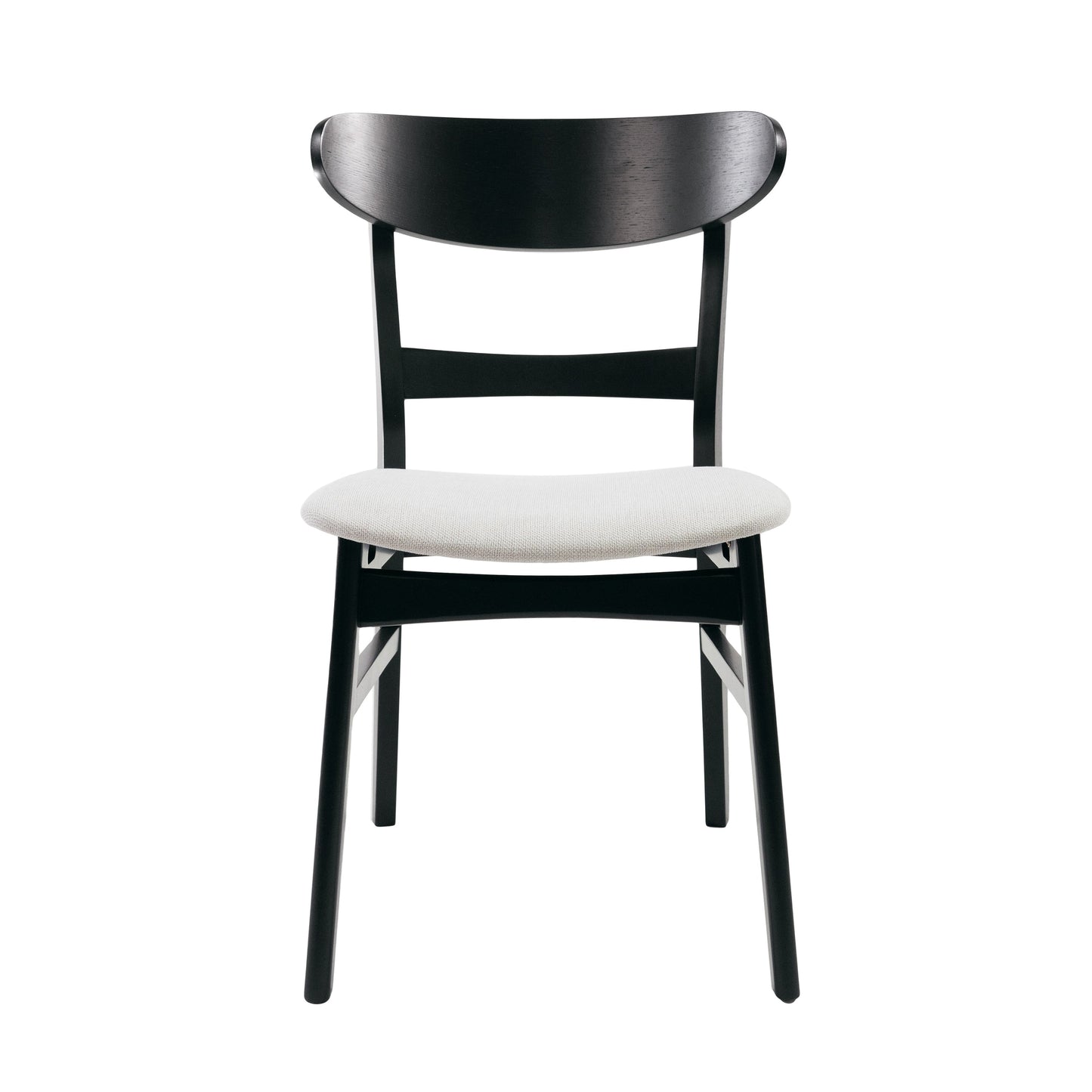Set of 2 Mid-Century Dining Chairs - Upholstered Seat, Rubberwood Legs