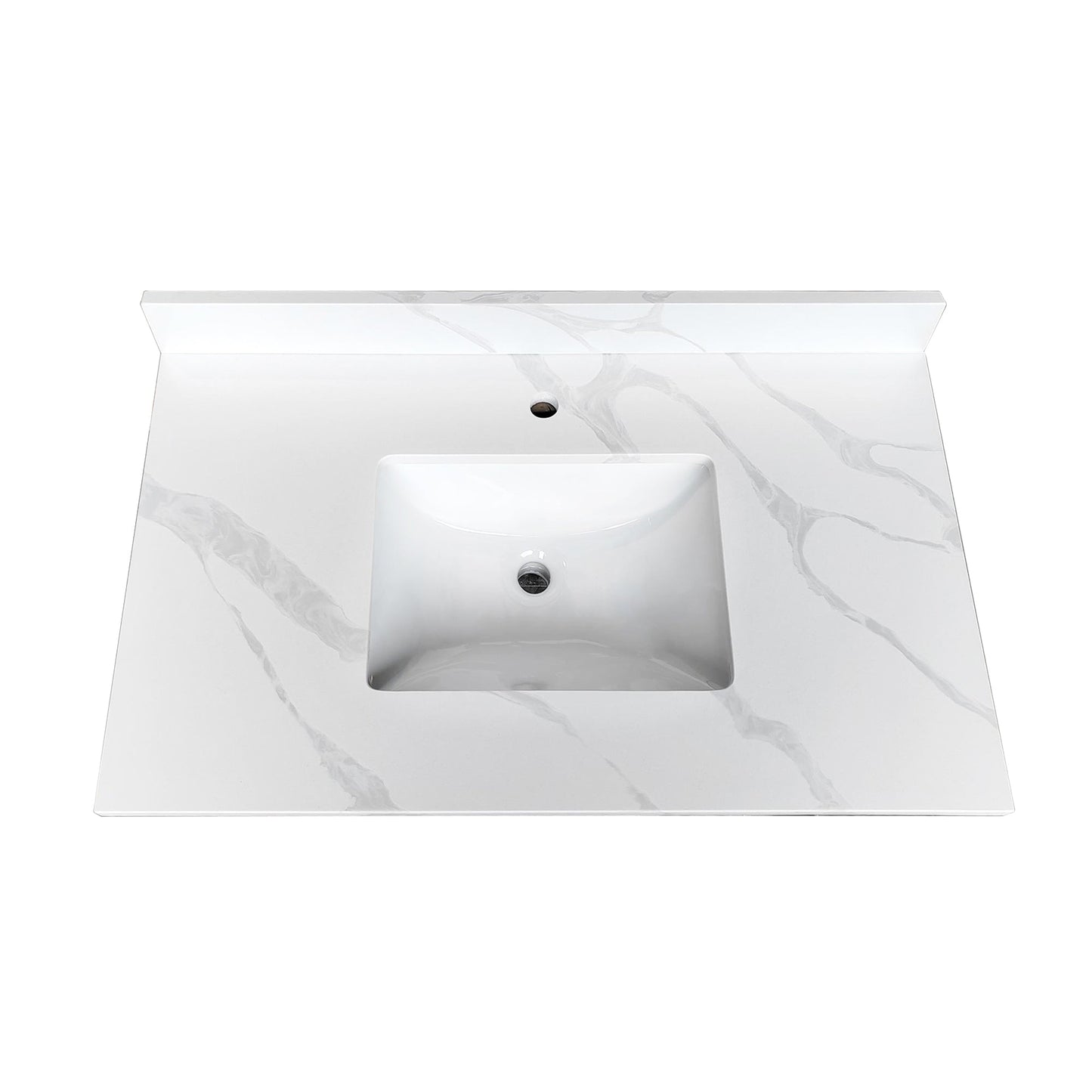 37-inch Quartz Bathroom Vanity Top with Undermount Single Bowl