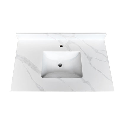 37-inch Quartz Bathroom Vanity Top with Undermount Single Bowl