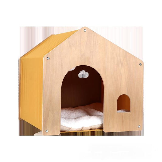 All-season Eco-friendly Solid Wood Pet Furniture, Washable & Breathable Cat Dog Bed