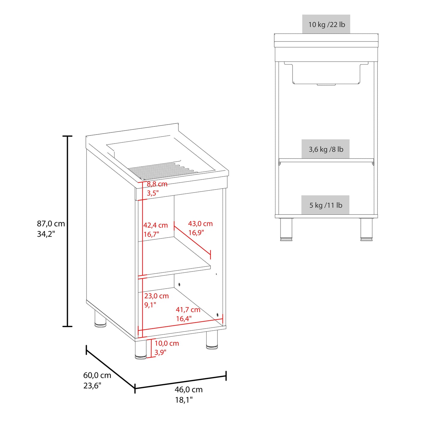 Darwin Freestanding Utility Tub and Sink Cabinet with One Door