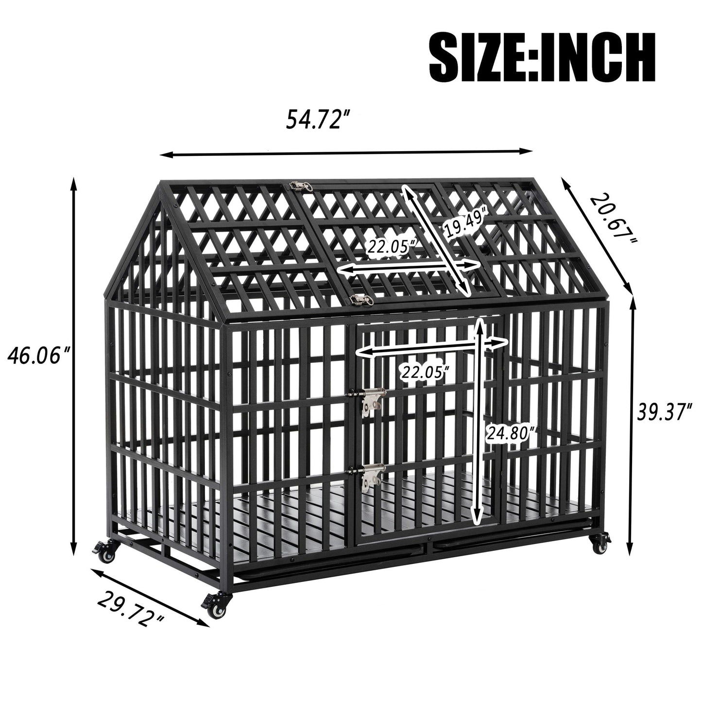 Heavy Duty Dog Crate Lockable Wheels