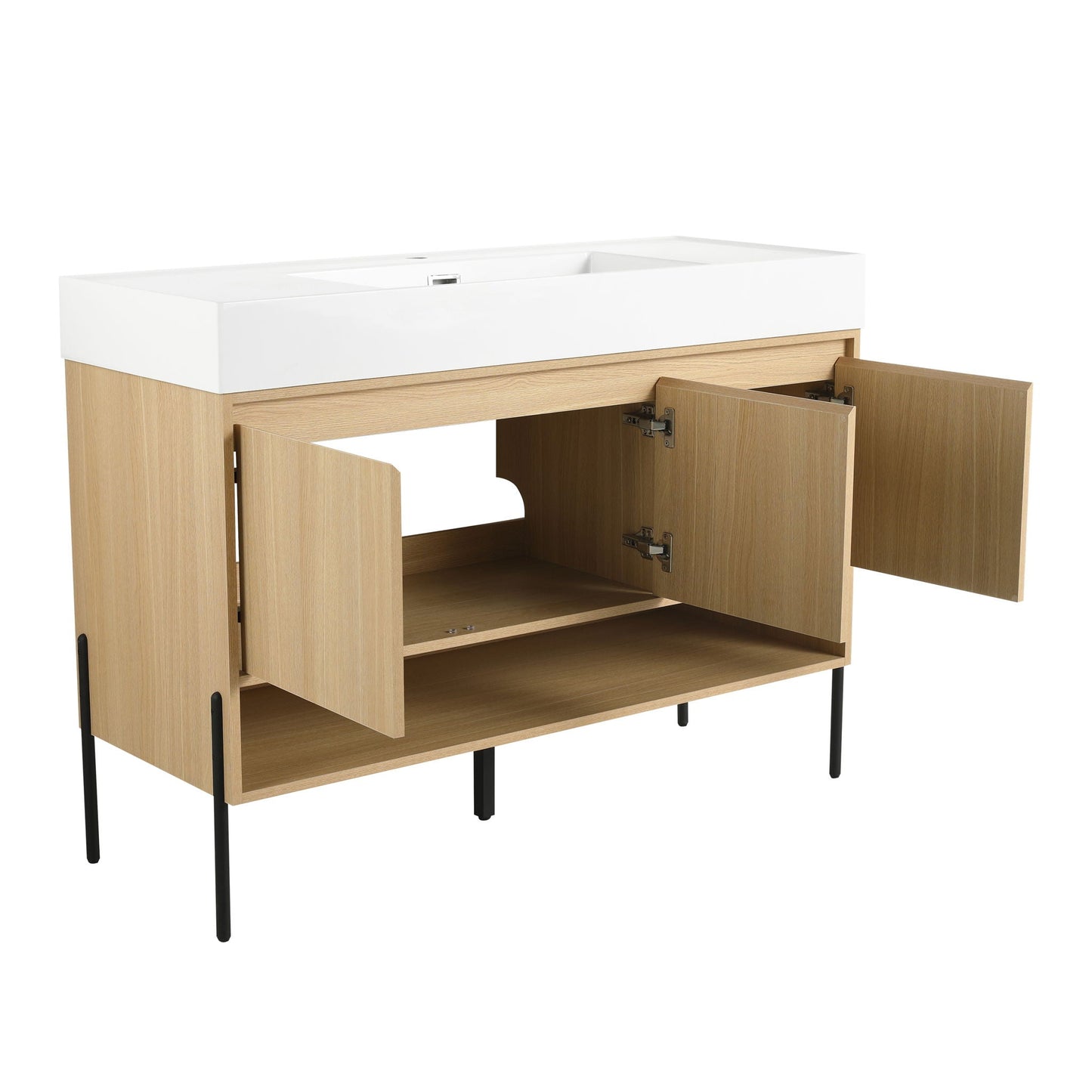 Modern Bathroom Vanity Combo With Single Resin Sink And Storage Cabinet