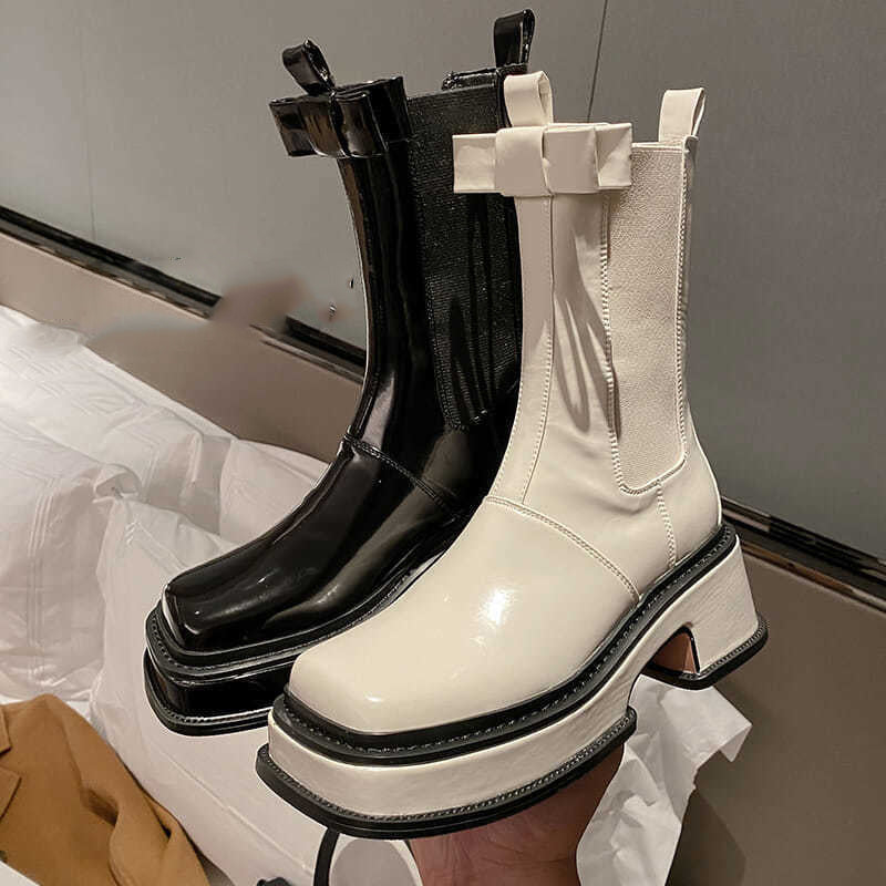Fashion Women's Leather Bow Martin Boots
