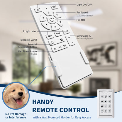 Flush Mount Ceiling Fans With LED Light And Remote Control, 5 Blades