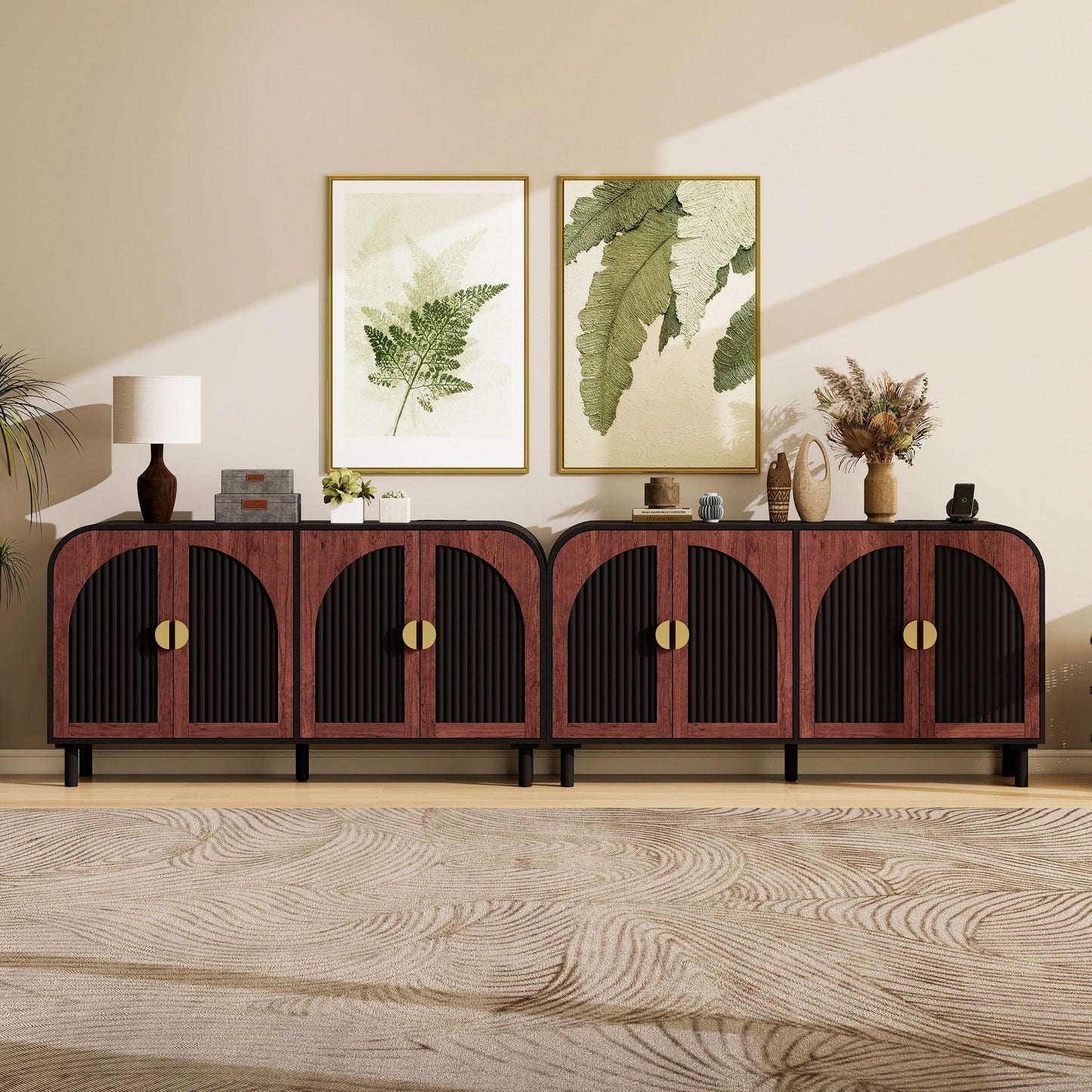 Vintage Arched Sideboard Cabinet with Mid-Century Vintage Style