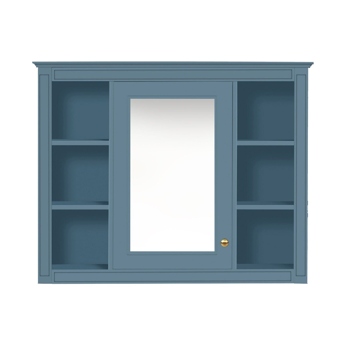 Wall Mounted Medicine Cabinet With Mirror, Storage Cabinet Featuring 6 Open Shelves And Adjustable Interior