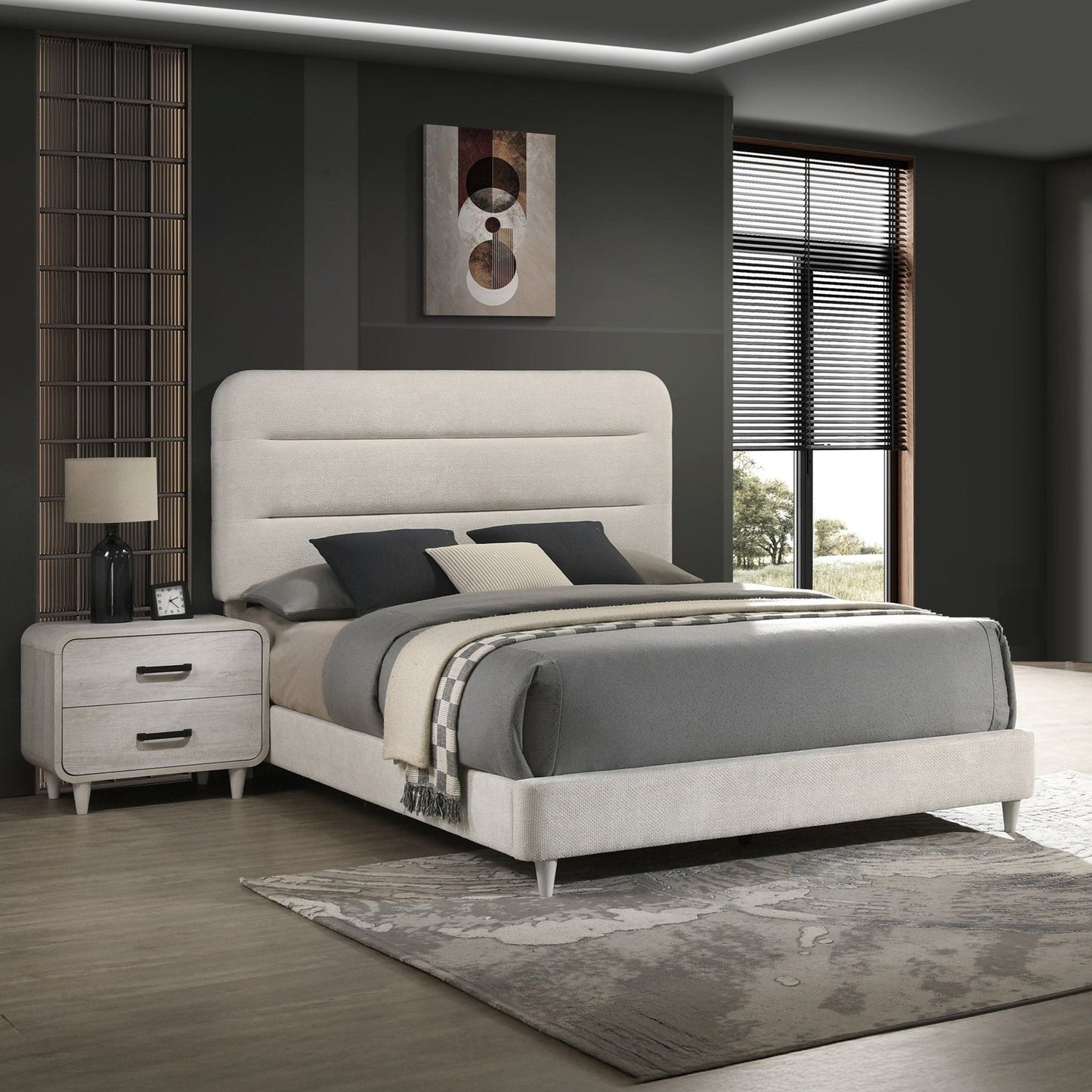Upholstered Panel Bed, Sleek Lines