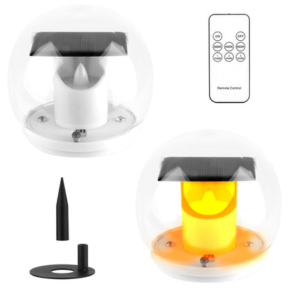 2Pcs Solar Floating Pool Lights Solar Flame Stake Lights IP67 Waterproof Outdoor Globe Ball Lights With 3 Lighting Colors Modes For Pool Garden Patio