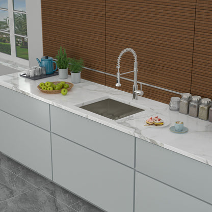 Modern Undermount Stainless Steel Kitchen Sink 16 Gauge, Deep Single Bowl