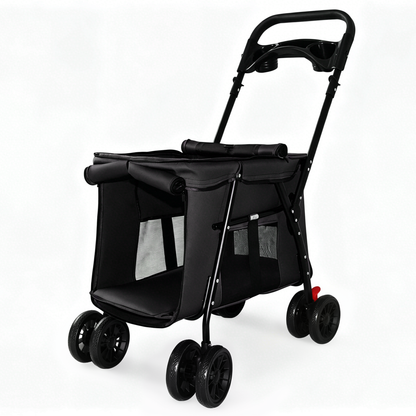 Pet Stroller Foldable 4-Wheel Design with Breathable Mesh