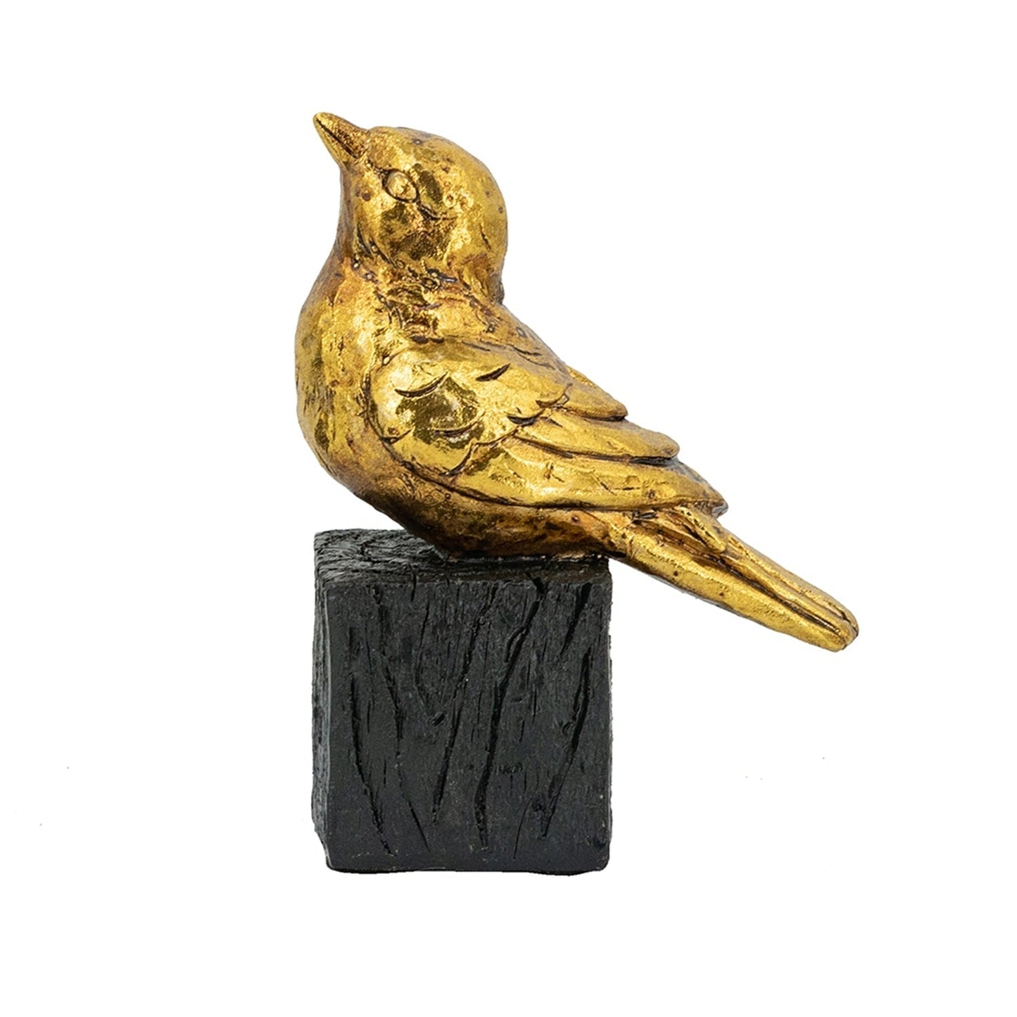 Gold Resin Songbird Sculpture On Black Faux Branch