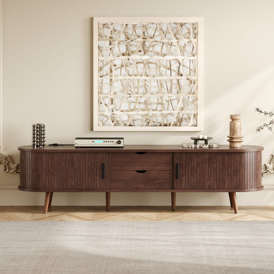 TV Stand For 70" TV With Tambour Doors And Built-In Power Outlet