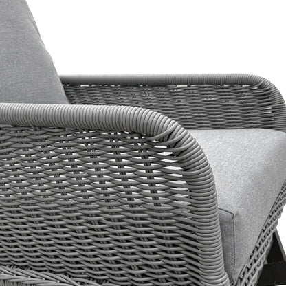 Contemporary Minimalist Wicker Rocking Chair With Soft Cushions And Durable Wooden Frame
