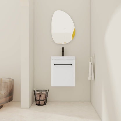 18" Floating Wall-Mounted Bathroom Vanity with Ceramic Sink
