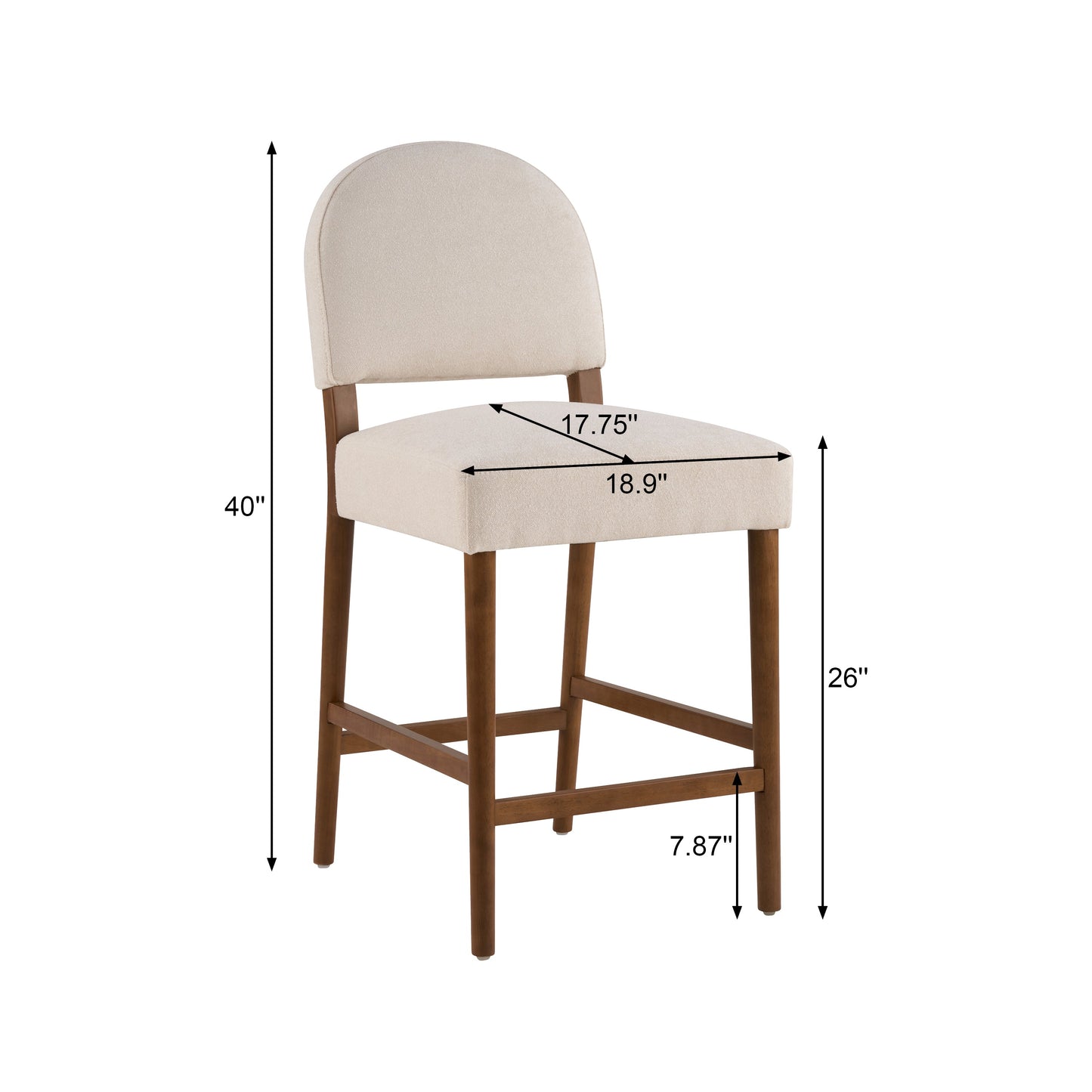 26'' Seat Height Fabric & Rubberwood Bar Stool