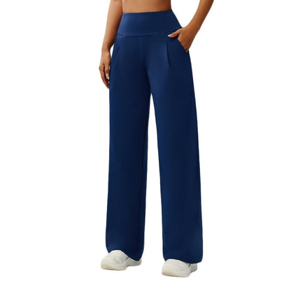 Tummy-control Bare-feel High-waist Yoga Pants Outdoor Straight-leg Trousers