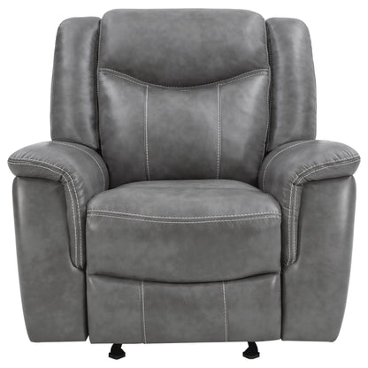Conrad Upholstered Padded Arm Glider Recliner Grey