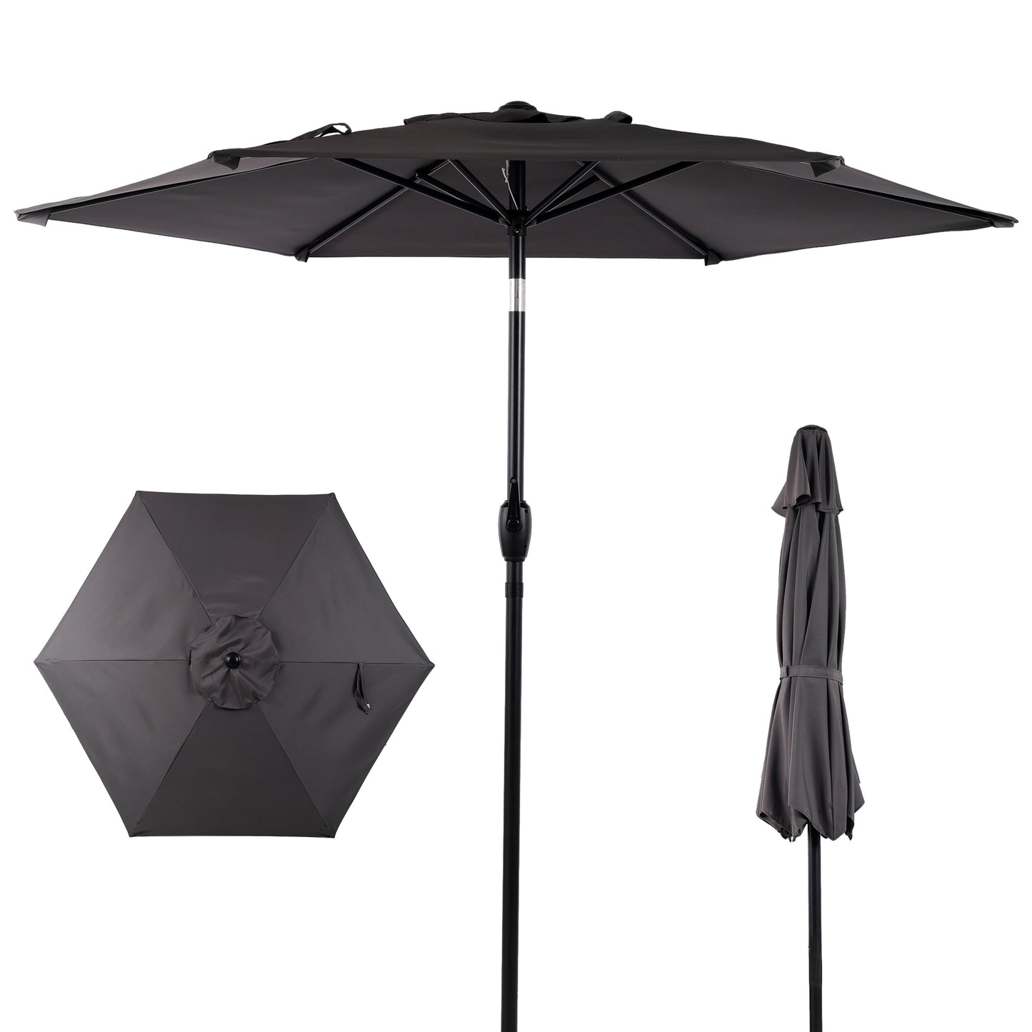 10FT Patio Umbrella with Push Button Tilt and Crank Mechanism