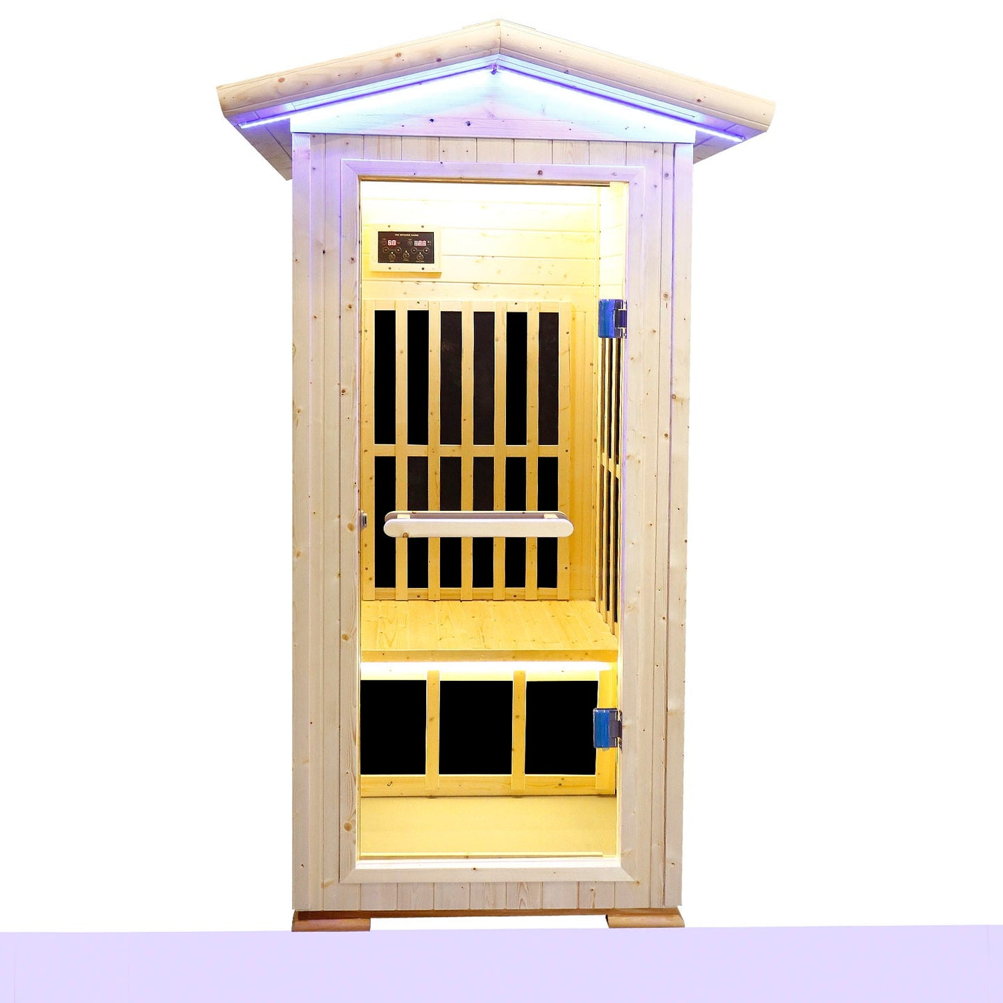 Single Person Spruce Far Infrared Sauna With Ambient Lighting And Bluetooth Music - Natural