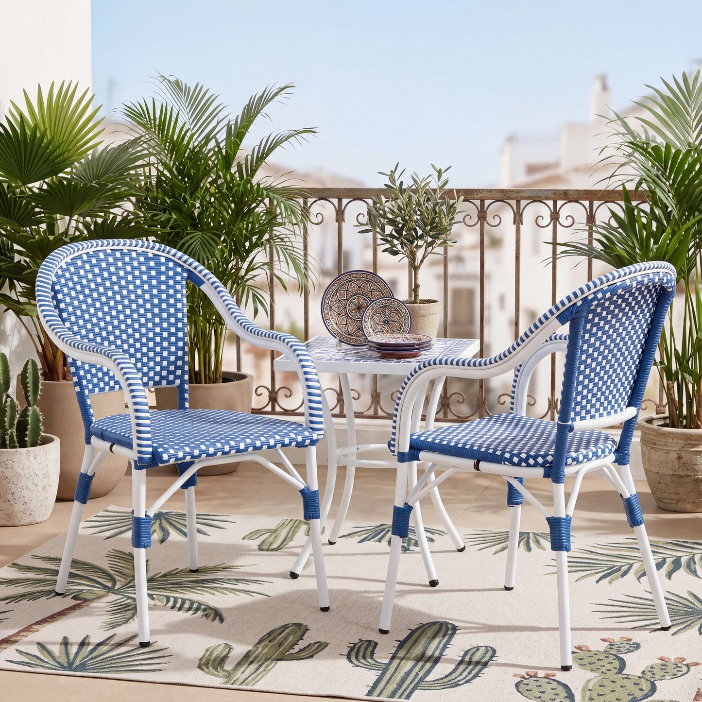 Outdoor Bistro Chairs with Aluminum Frame, Set of 2