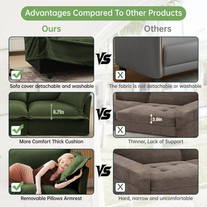 Modern Slipcovered 3-Seater Sofa with Chenille Fabric