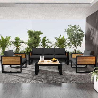 Aluminum Frame Large 4-Piece Outdoor Patio Furniture Set for 5 Person