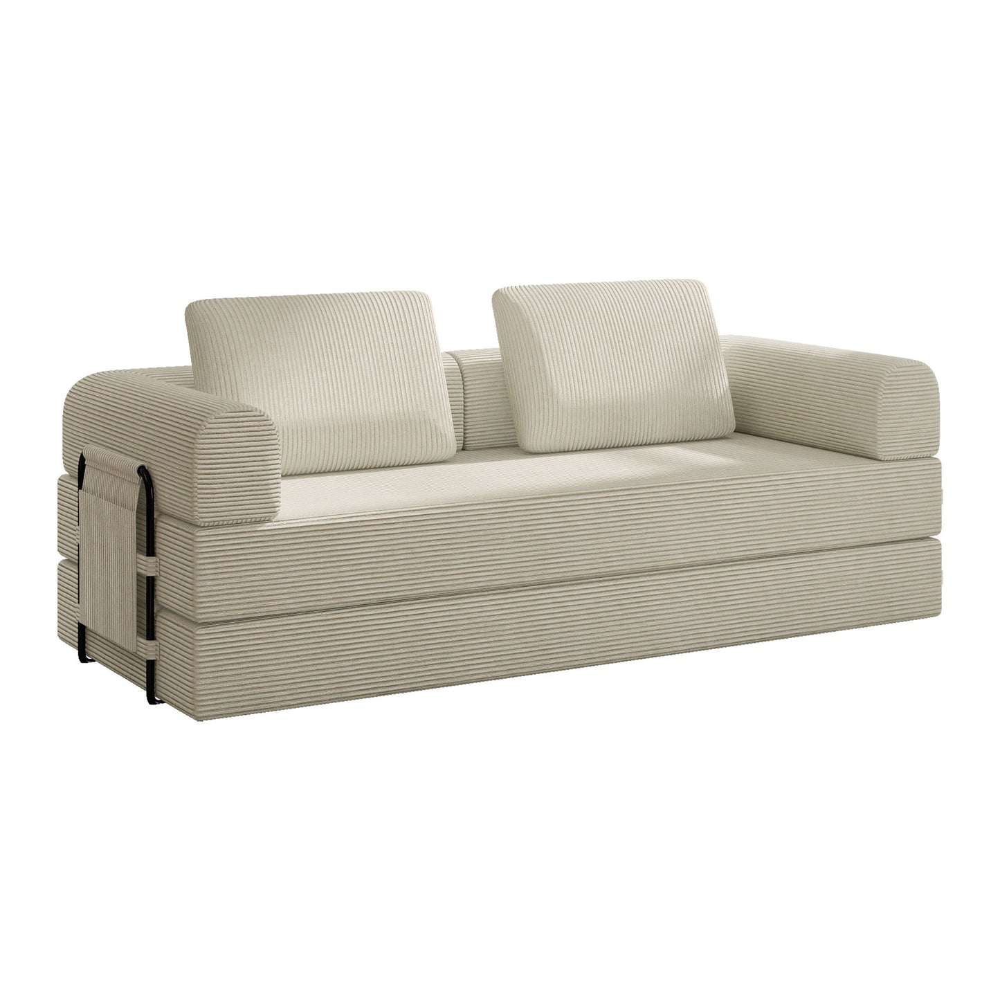 Convertible Sleeper Sofa Bed With Cylindrical Pillow