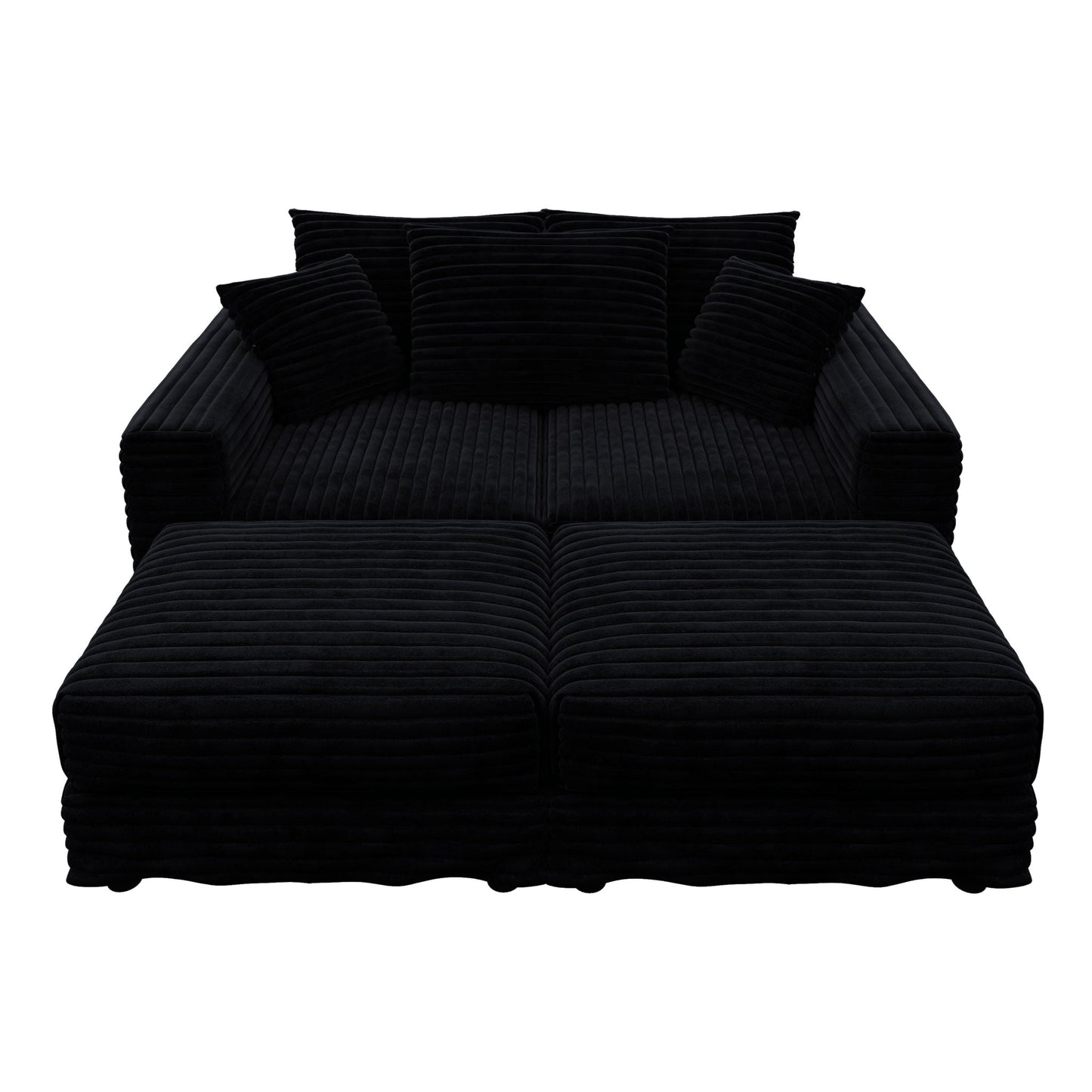 Deep Seat Convertible Sofa With Soft Pillows And Ottomans