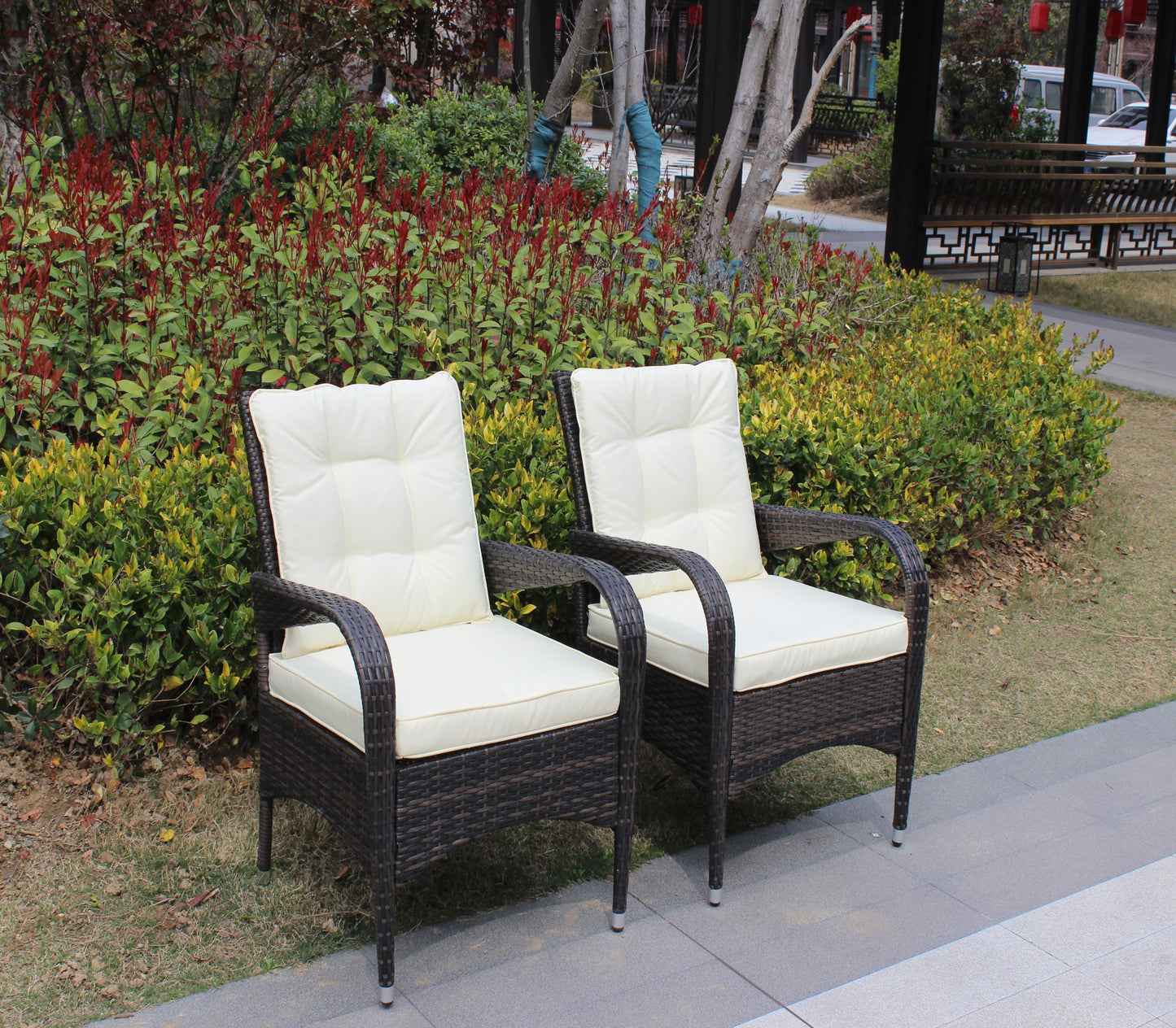 2-Piece Liberatore Dining Chairs with Beige Cushions