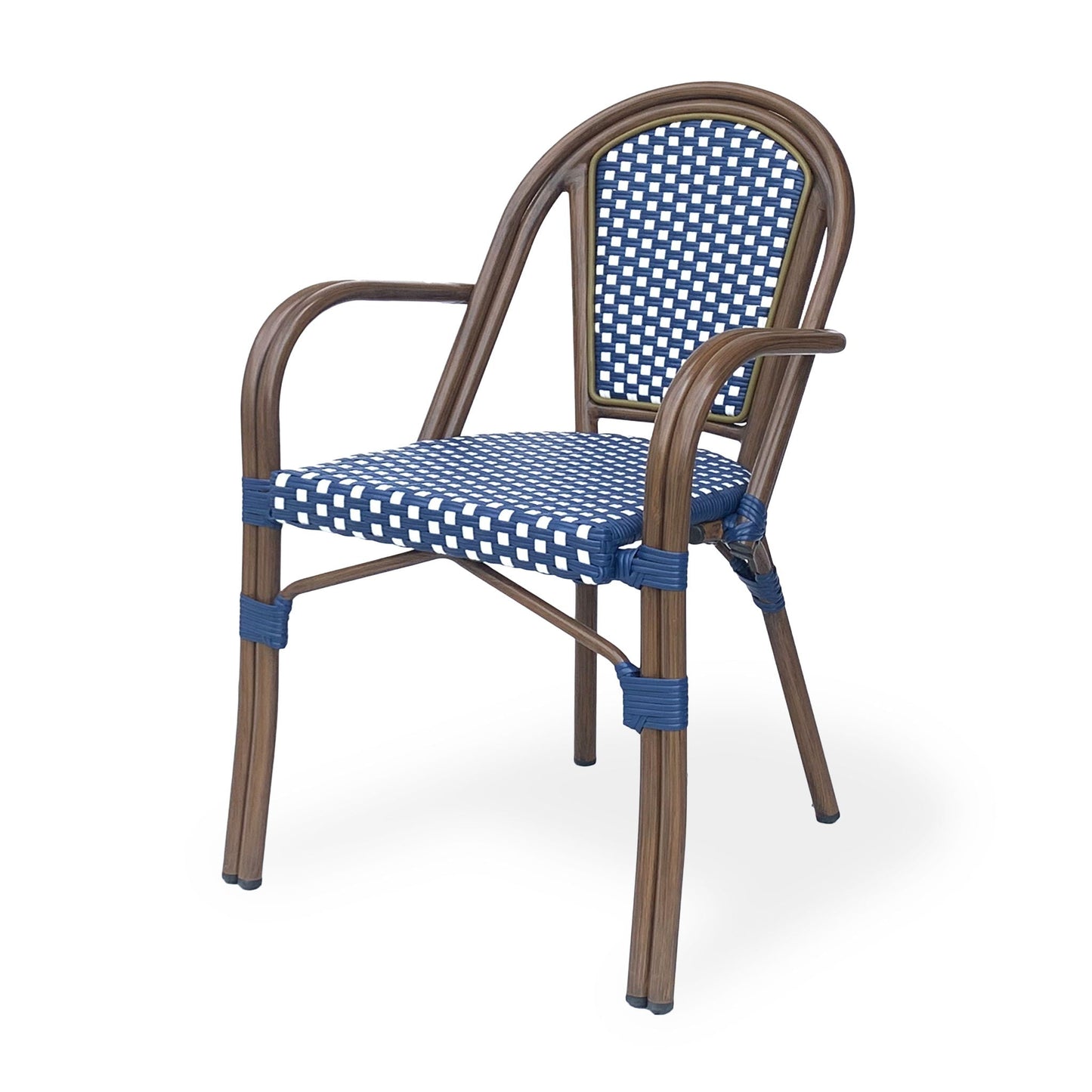 Bistro Chair With 2 Toned Checkered Pattern (Set of 2) - White / Navy