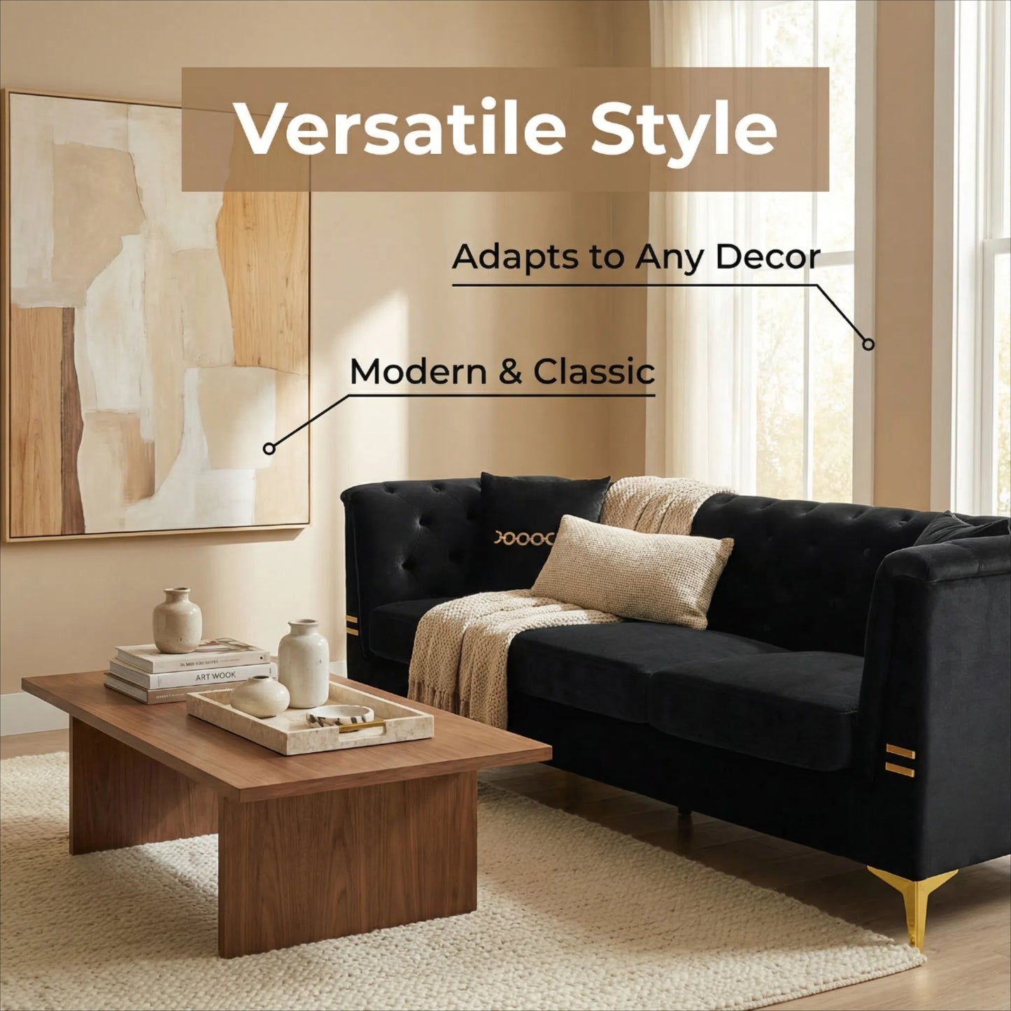 FX-P83-BK4 Sofa with 2 Pillows