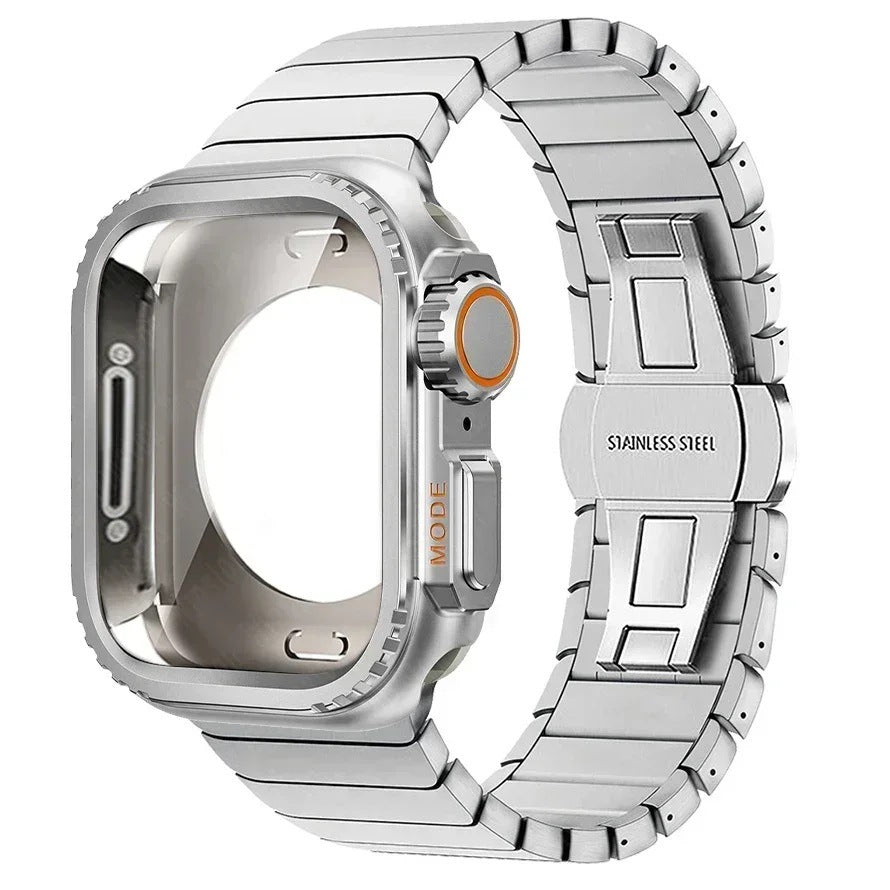 One-piece Butterfly-clasp Stainless Steel Metal Watch Strap