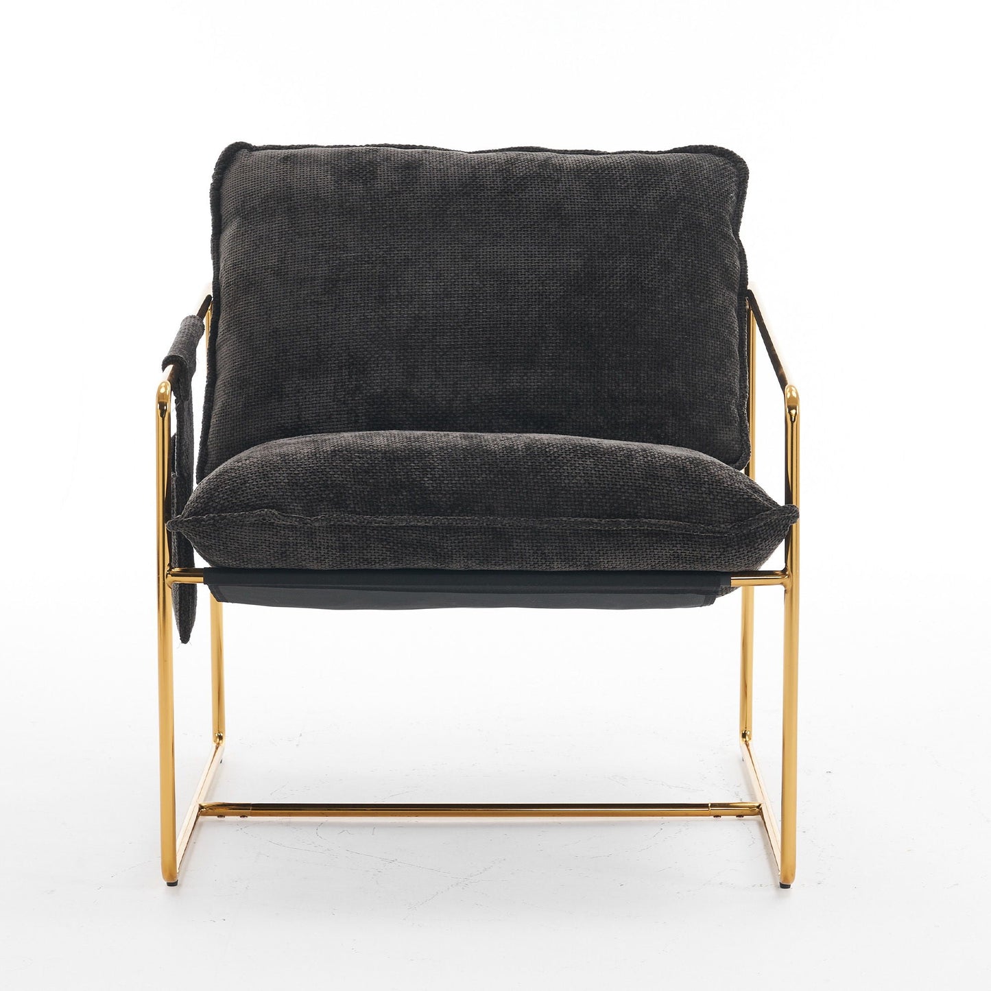 Upholstered Hanging Armchair With Arm Pocketsmetal Frame (Set of 2), Plated Craftsmanship, Crushed Foam Cushions And Skin-Friendly Woven Fabric For Living Room And Bedroom