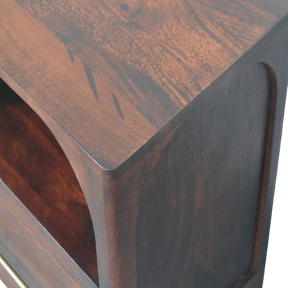 Solid Wood Arched Edge 1 Drawer Bedside
