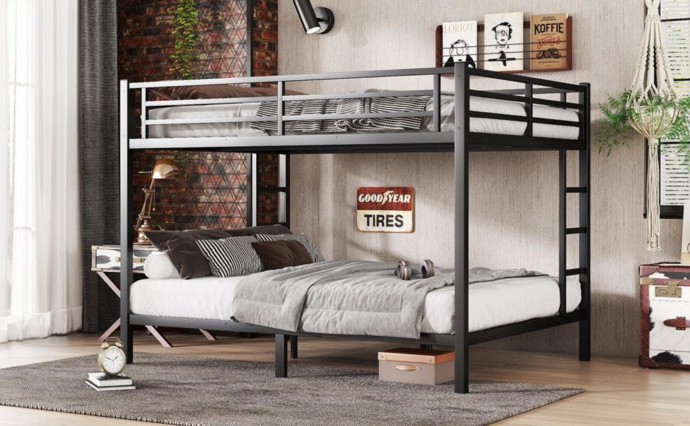 Metal Queen Over Queen Bunk Bed for Teens and Adults