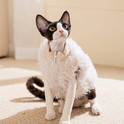 The Fluffy Sheep Wool Pet Vest, The Cute Panda Badge And The Warm Winter Coat Are For Small Cats And Dogs