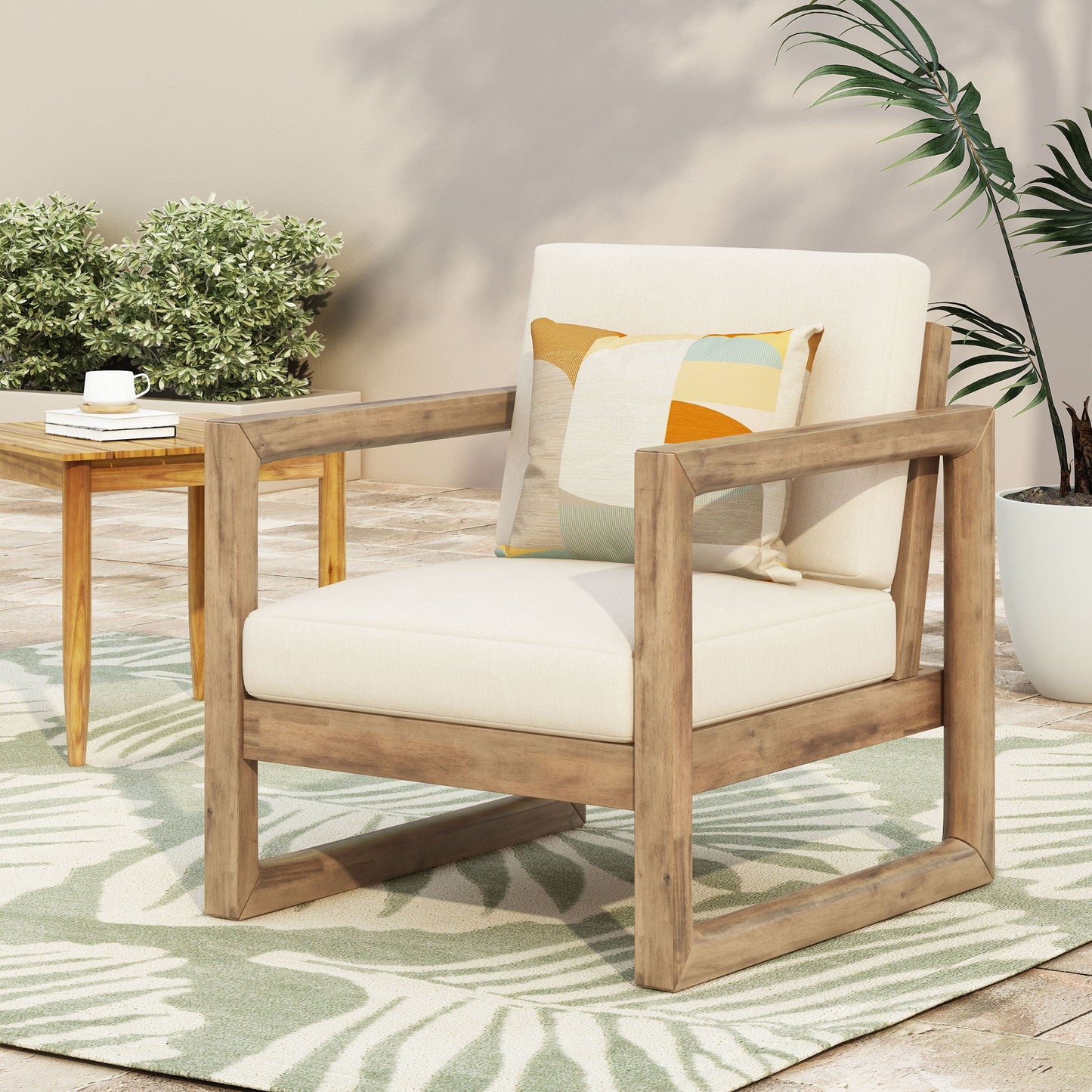 Outdoor Acacia Wood Patio Club Chair