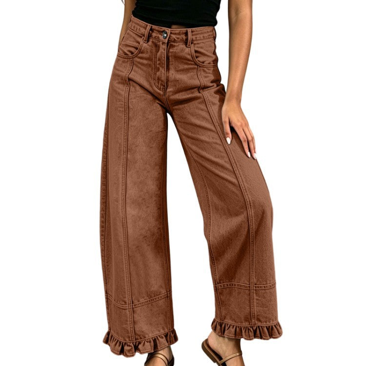 New Stylish Casual Loose-fit Wide-leg Denim Pants For Women