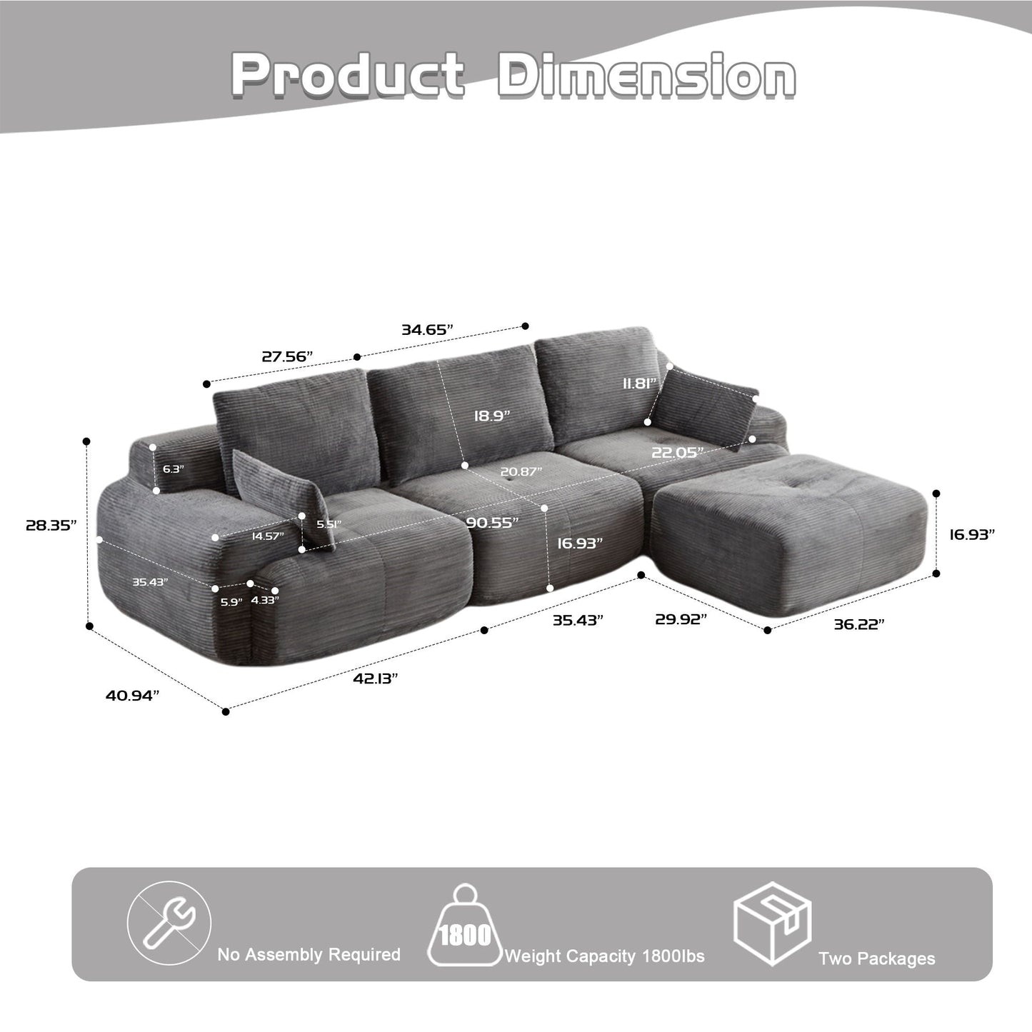 Compressed Sofa Large Sectional Couches for Living Room