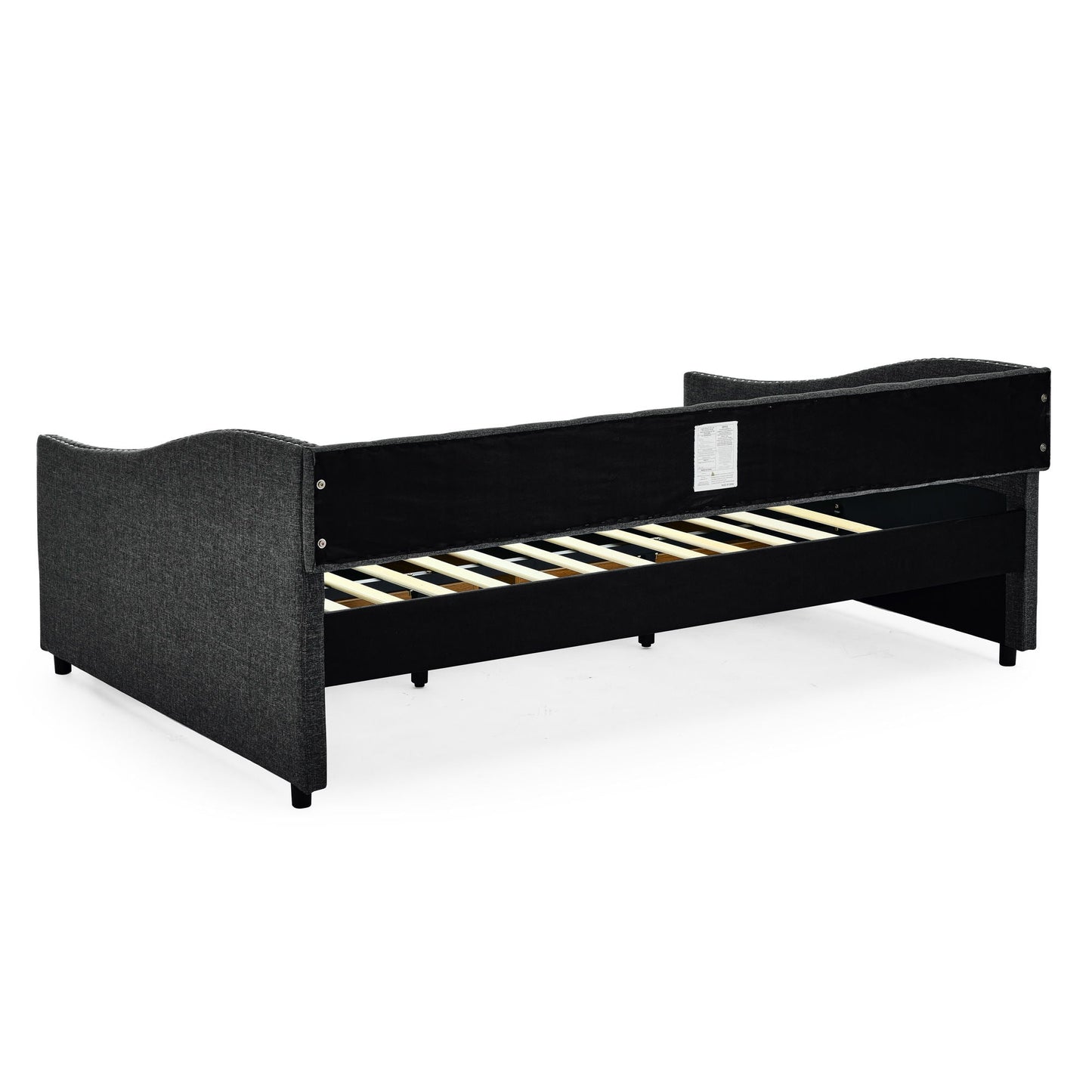 Upholstered Tufted Daybed With 2 Drawers, Waved Arms